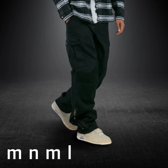 mnml (ミニマル）ZIPPER DENIM CARGO PANTS