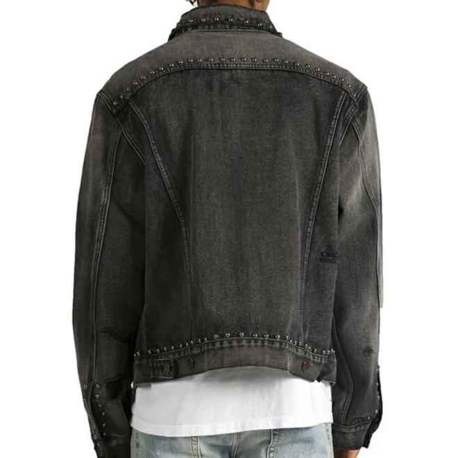 mnml (ミニマル）STUDDED TRUCKER DENIM JACKET